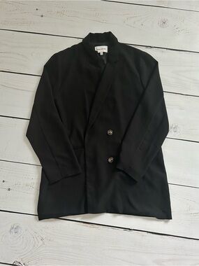 Elizabeth and James Black Double-Breasted Pea Coat
